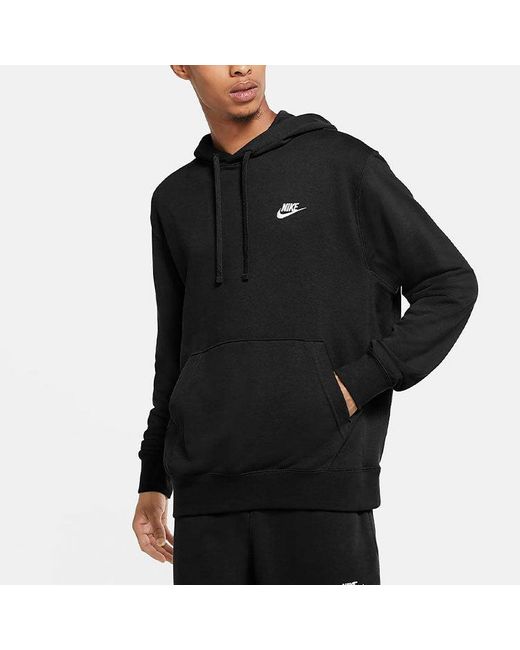 Nike Black Sportswear Club Logo Embroidered Solid Color Sports for men