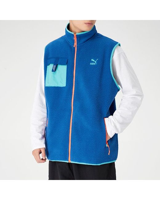 PUMA Blue Xtg Trail Fleece Full Zip Pocket Vest for men