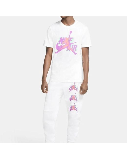 Nike White Jumpman Classics Hbr Round Neck Short Sleeve for men