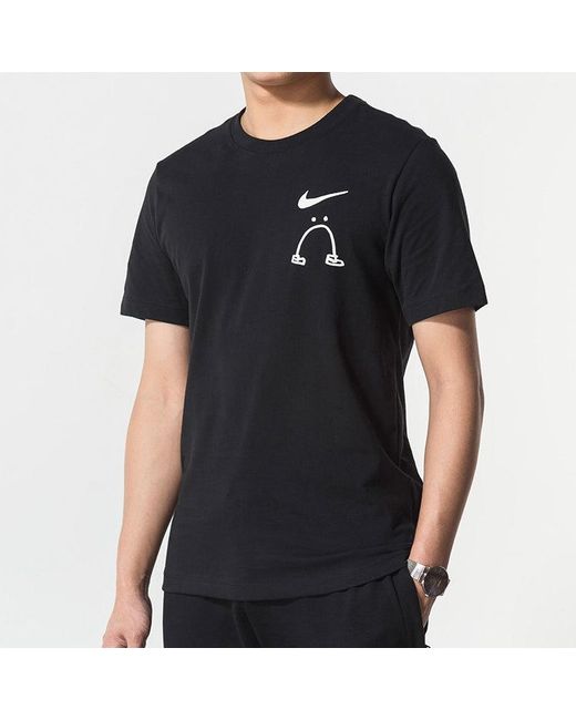 Nike Black Smiling Face Casual Short Sleeve T-Shirt for men