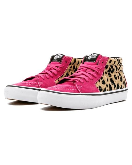 Vans Pink Supreme X Sk8-Mid Pro 'Cheetah Velvet' for men