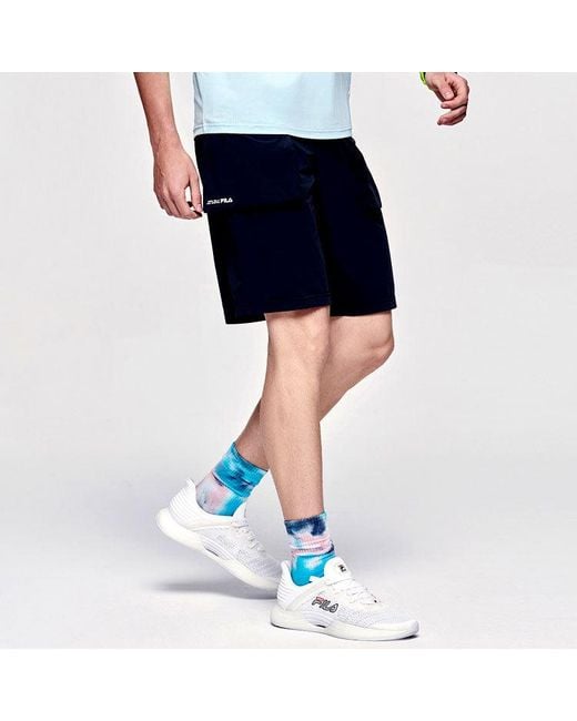 Fila Black Athletics Solid Color Casual Sports Woven Shorts for men