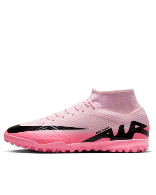Nike Pink Mercurial Superfly 9 Academy Tf High-Top Soccer Shoes for men