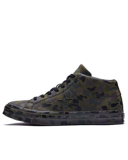 Converse Black One Star Retro Mid Tops Skateboarding Shoes Camouflage for men