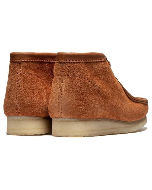 Clarks Brown Wallabee Boots 'Tan Hairy Suede' for men