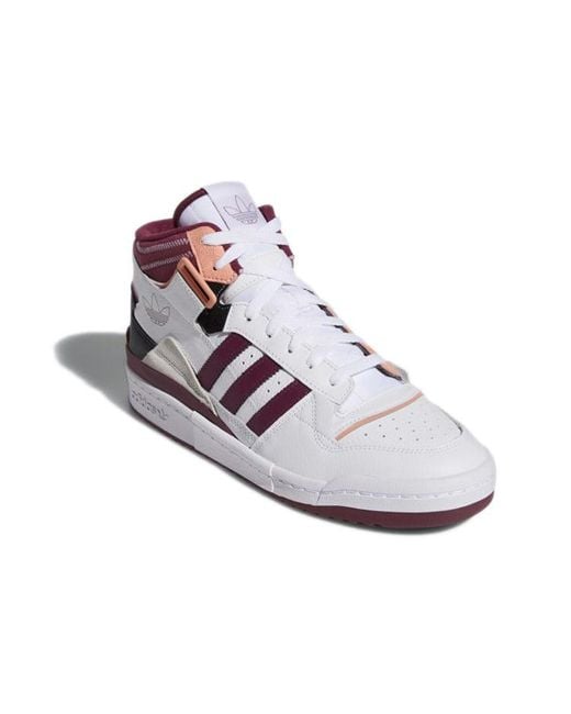 Adidas White Forum Exhibit Mid Victory Crimson' for men