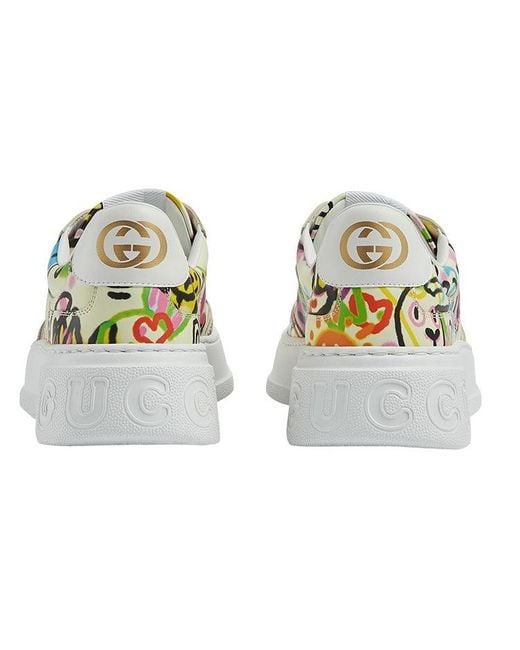 Gucci White (Wmns) Chunky B Gg Graffiti Print Sneakers Multi'