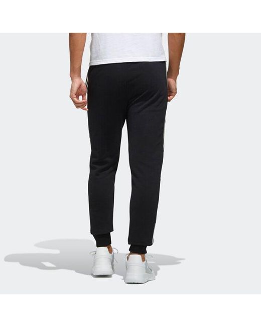 Adidas Black Neo Side Logo Printing Slim Fit Casual Sports Long Pants for men