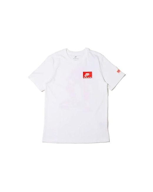 Nike White Sportswear Transformers Printing Sports Round Neck Short Sleeve T-Shirt for men