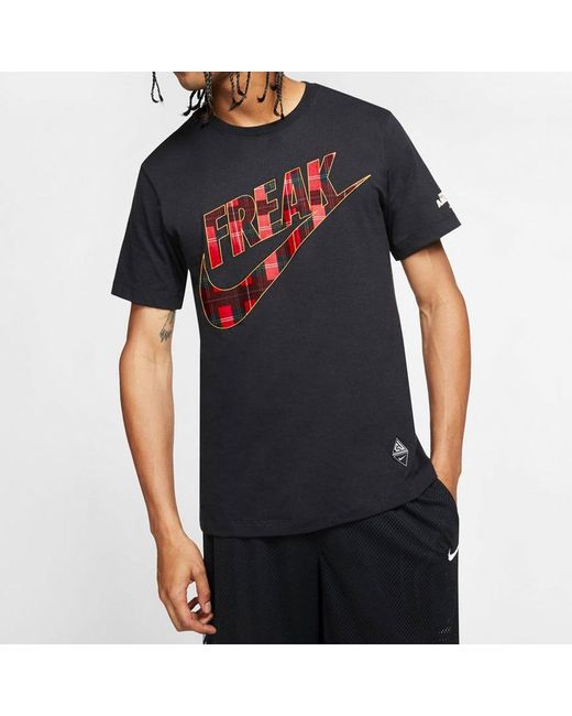 Nike Black Giannis Swoosh Freak Logo T-Shirt for men