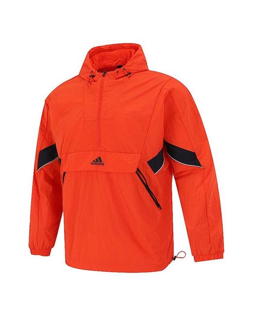 Adidas Red Athleisure Casual Sports Running Training Woven Hooded Jacket for men