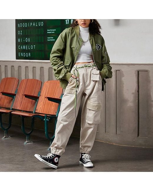 Converse Green Logo Loose Sports Retro Aviator Jacket Couple Style for men