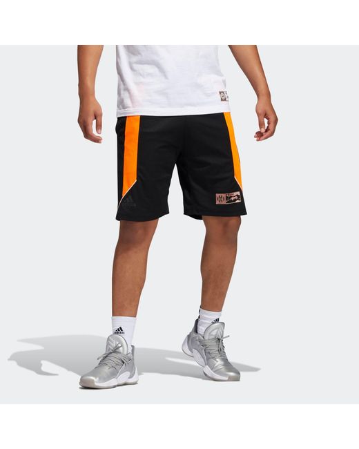 Adidas Black Hdn Gu Kick 365 Contrasting Colors Printing Loose Basketball Sports Shorts for men