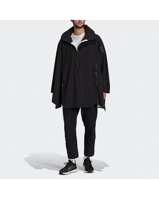 Adidas Black Myshelter Cape Outdoor Sports Zipper Cardigan Hooded Jacket for men