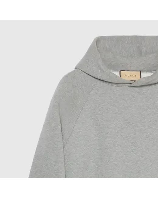 Gucci Gray Cotton Hooded Sweatshirt With Print for men