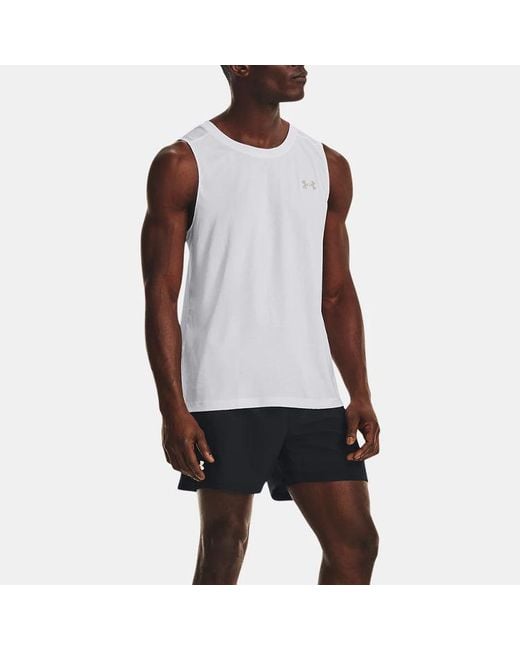 Under Armour White Launch Elite Singlet for men