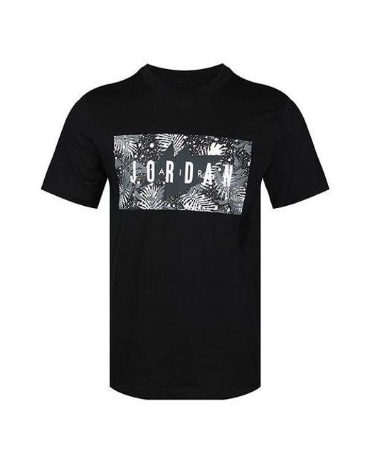 Nike Black Poolside Flowers Alphabet Printing Short Sleeve for men