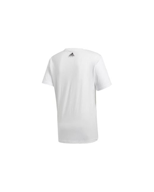 Adidas White Doodle Photos Photo Printing Sports Round Neck Short Sleeve for men