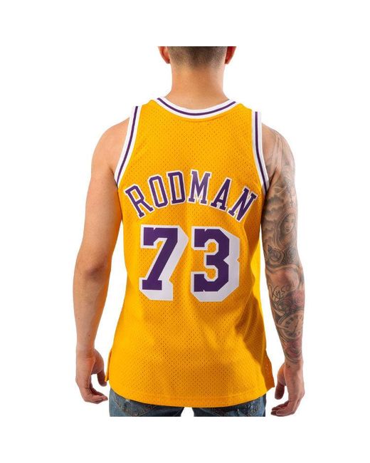 Mitchell & Ness Yellow Nba Swingman Dennis Rodman Los Angeles Lakers Road 1998-99 Jersey for men
