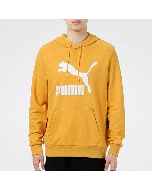 PUMA Yellow Classics Logo Printing Pullover Sports for men