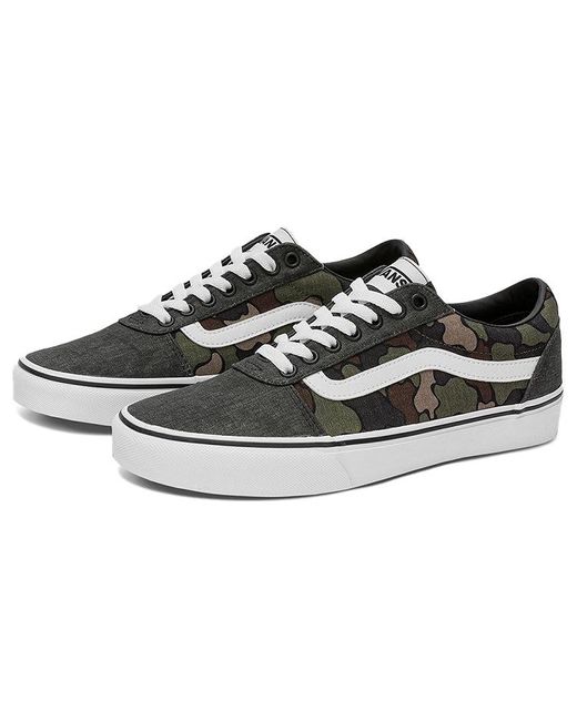Vans Brown Ward Low Top Casual Skate Shoes Green Camouflage for men