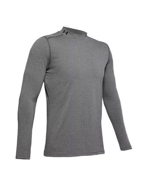 Under Armour Gray Coldgear Armour Fitted Mock Long Sleeve T-Shirt 'Charcoal Light Heather for men