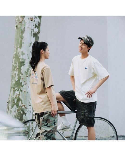 New Balance White Running Duo Graphic T-Shirt 'Ivory'
