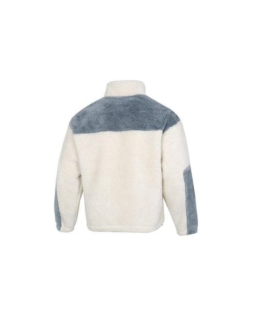 PUMA Blue Color Blocking Sherpa Jacket Contrasting Colors Lamb's Wool Stay Warm Sports Logo Creamy for men