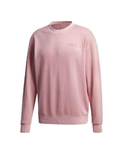 Adidas Pink Originals Logo Pattern Loose Round Neck Long Sleeves for men