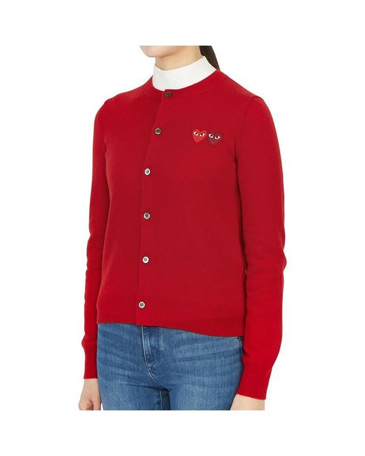 COMME DES GARÇONS PLAY Red (Wmns) Cardigan Double Emblem