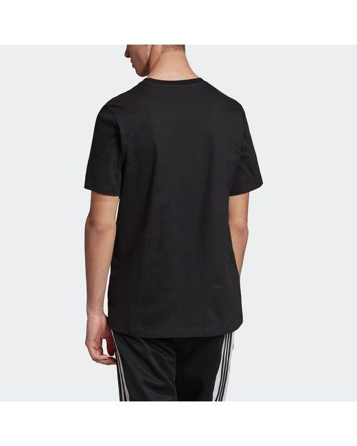 Adidas Black Originals Logo Ss Tee Solid Color Sports Round Neck Short Sleeve for men
