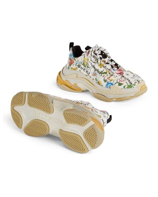 Balenciaga Metallic X Gucci Triple S Sneakers 'The Hacker Project Floral' for men