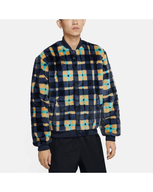 Nike Blue Sb Dunk High X Concepts Crossover Skateboard Sports Plush Plaid Jacket Asia Edition Colorblock for men