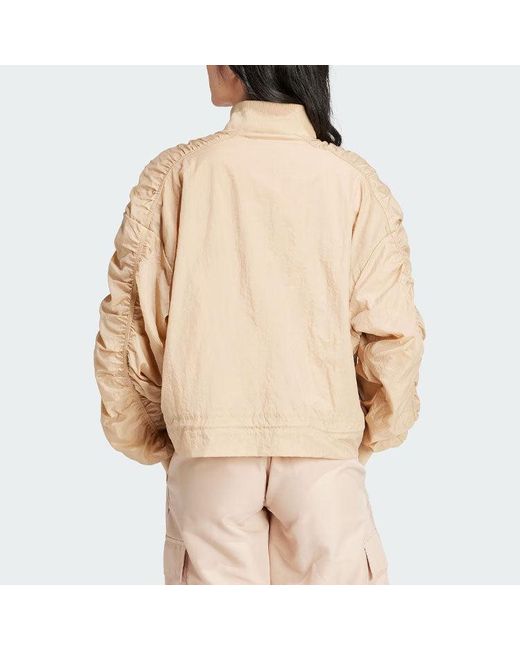 Adidas Natural Oversize Ruched Sleeve Bomber Jacket