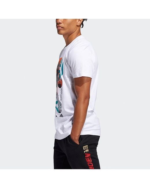 Adidas White Printed Short Sleeve Tee for men