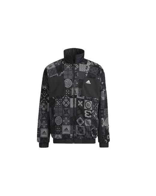 Adidas Black Limited Reversible Fleece Lined Colorblock Stand Collar Logo Jacket for men