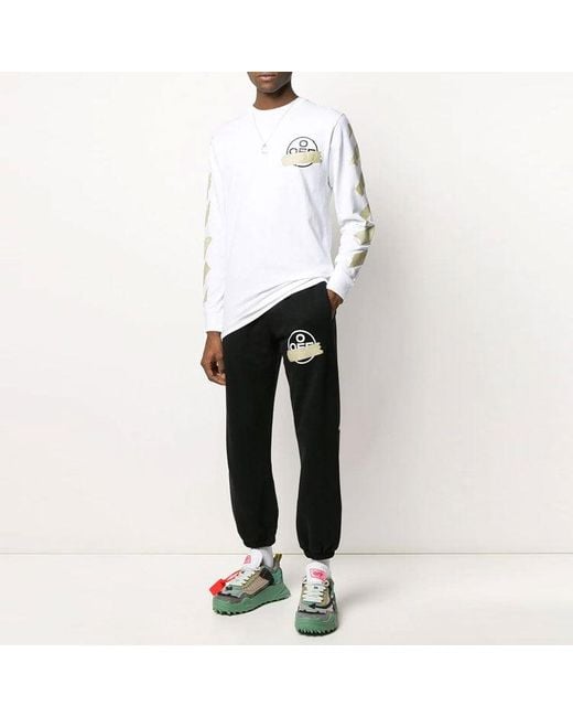 Off-White c/o Virgil Abloh Black Rubber Strap Stripe Sports Pants for men