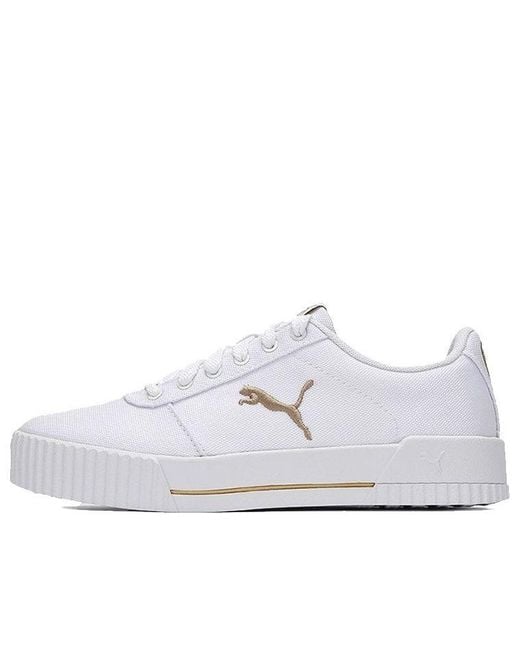 PUMA White (Wmns) Carina Summer Cat Leisure Board Shoes/Golden
