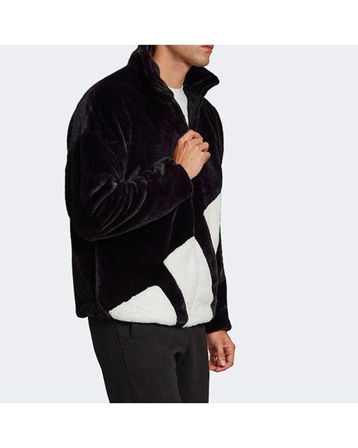 Adidas Black Faux Fur Logo Jacket for men