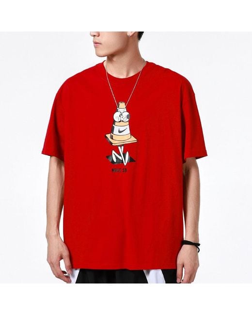 Nike Red Sb Skateboard Funny Printing Sports Round Neck Short Sleeve for men