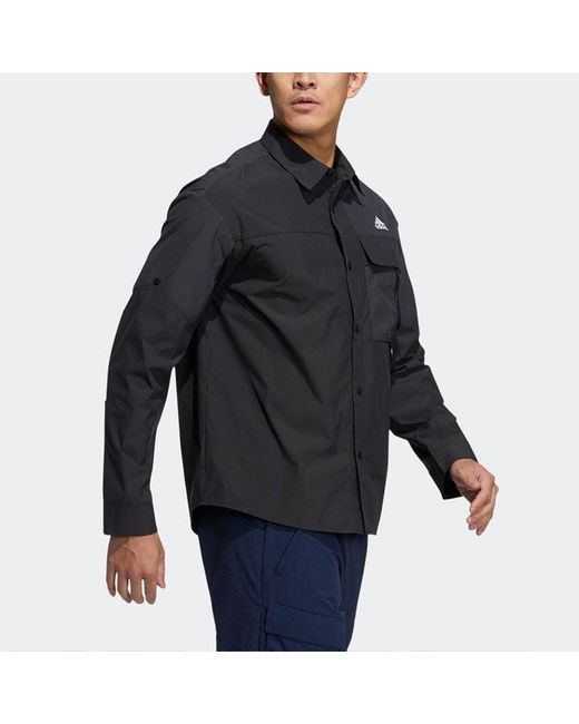 Adidas Blue Casual Sports Solid Color Breathable Long Sleeves Shirt for men