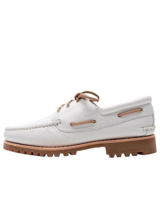Timberland White Authentic Handsewn Boat Shoes for men
