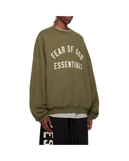 Fear Of God Green Fleece Crewneck 'Military' for men