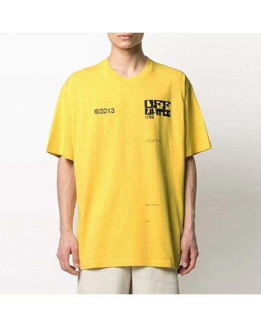 Off-White c/o Virgil Abloh Yellow Ss21 Tech Marker Logo Round Neck Short Sleeve Ordinary Version for men