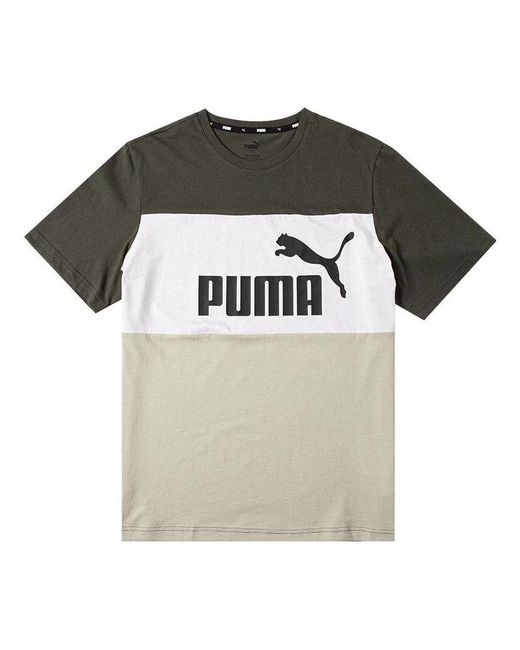 PUMA Gray Essential Colorblock T-shirts for men