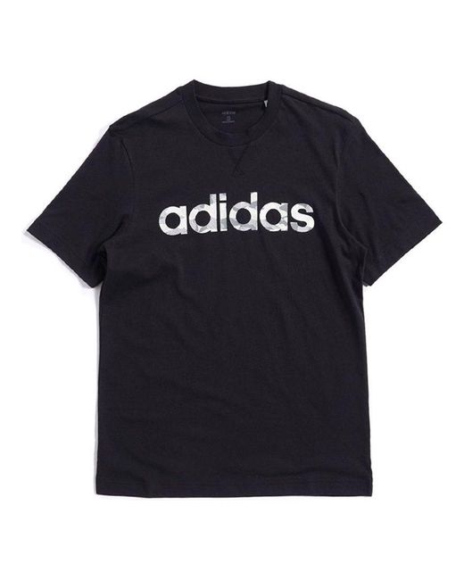 Adidas Black E Camo Lin Tee Training Sports Round Neck Short Sleeve for men