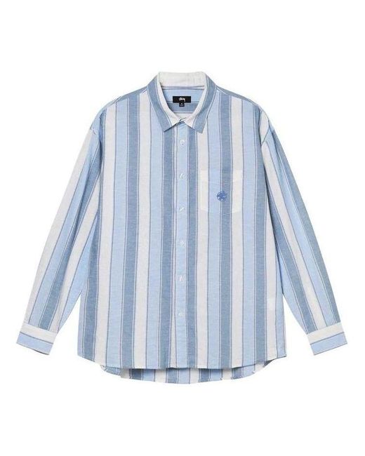 Stussy Blue Wide Striped Shirt for men