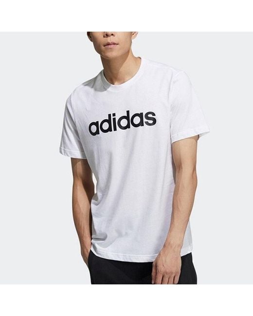 Adidas White Neo M Ce Logo T1 Logo Printing Sports Round Neck Training Short Sleeve for men