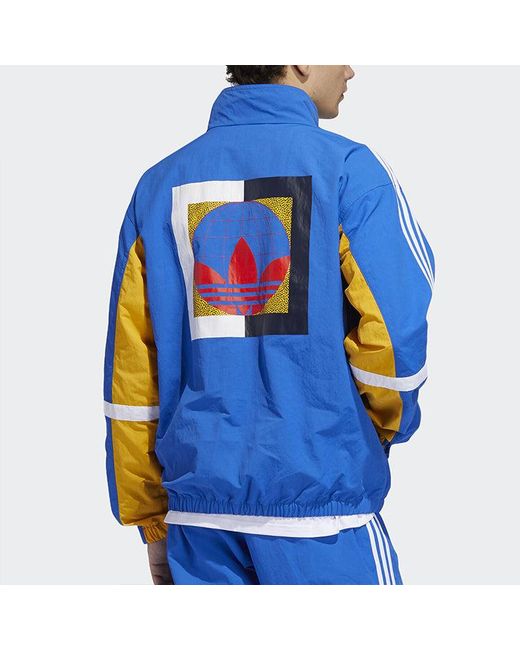 Adidas Blue Originals Globe Tt Sports Woven Jacket for men