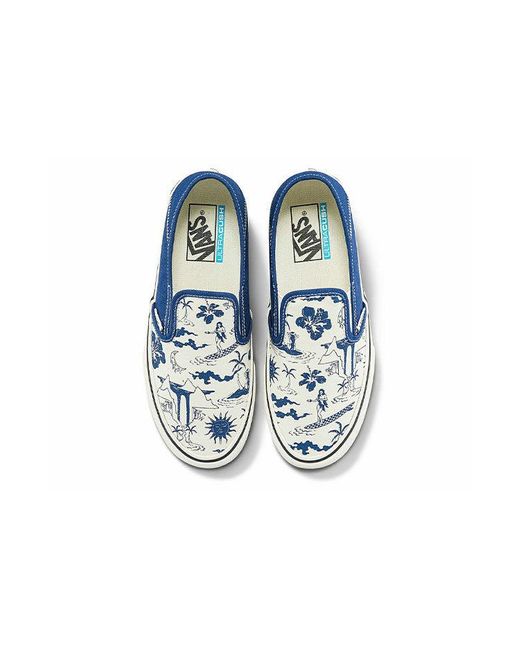 Vans Blue Slip-On Sf Classic Casual Skateboarding Shoes Funny Printing for men